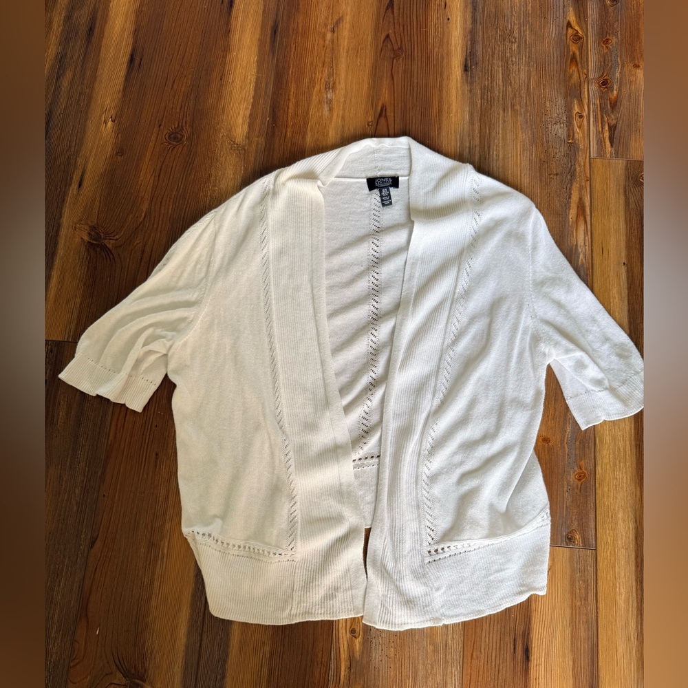 Jones New York White Open-Front Cardigan